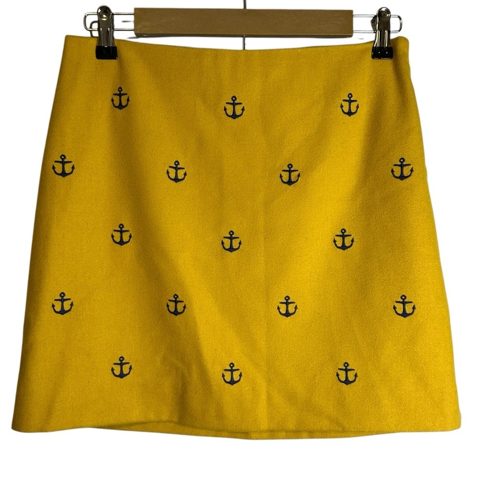 Vineyard‎ Vines Yellow Wool Anchor Skirt Women’s 2 Nautical Lined Sailor 2R0342